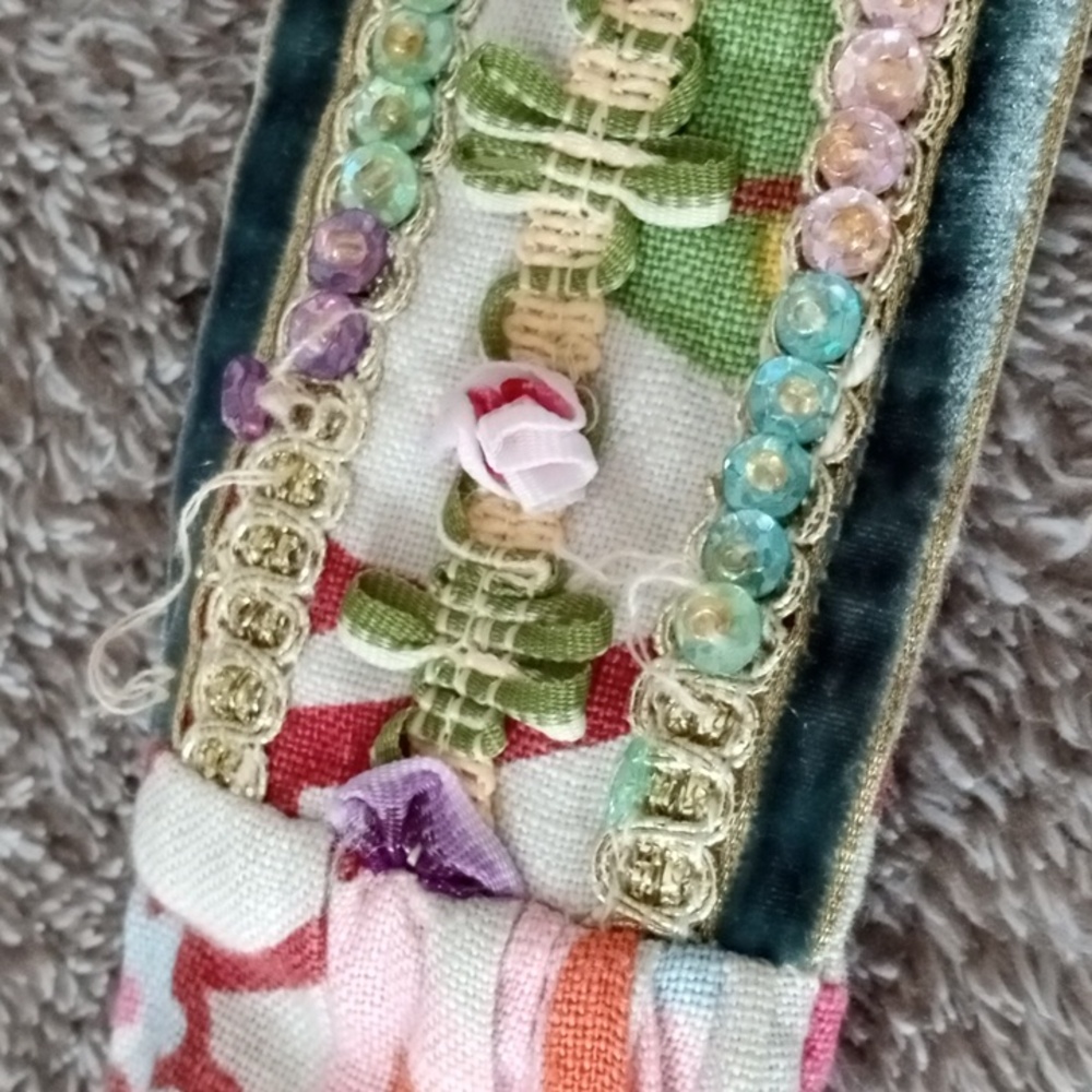 Y2K Style Linen Tie Belt Sequin And Ribbon Rosette - Picture 6 of 9